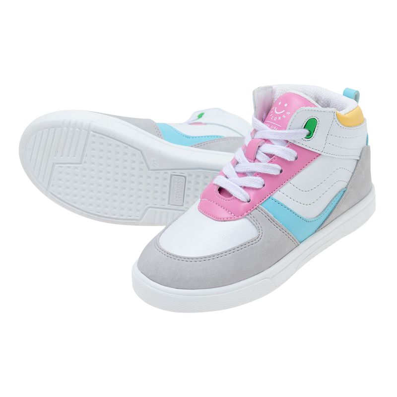 Tenis-caña-alta-con-colores-en-contraste-para-bebe-niña-Ropa-bebe-nina-Blanco