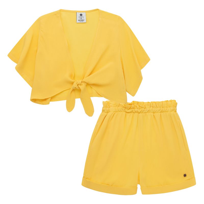 Conjunto-camisa-manga-corta---short-para-niña-Ropa-nina-Amarillo