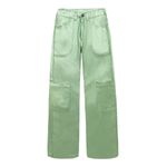 Pantalon-con-bolsillos-laterales-y-tela-brillante-para-niña-Ropa-nina-Verde