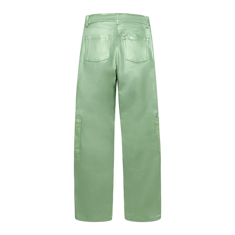 Pantalon-con-bolsillos-laterales-y-tela-brillante-para-niña-Ropa-nina-Verde