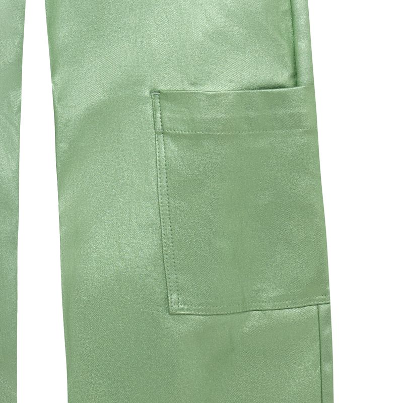 Pantalon-con-bolsillos-laterales-y-tela-brillante-para-niña-Ropa-nina-Verde