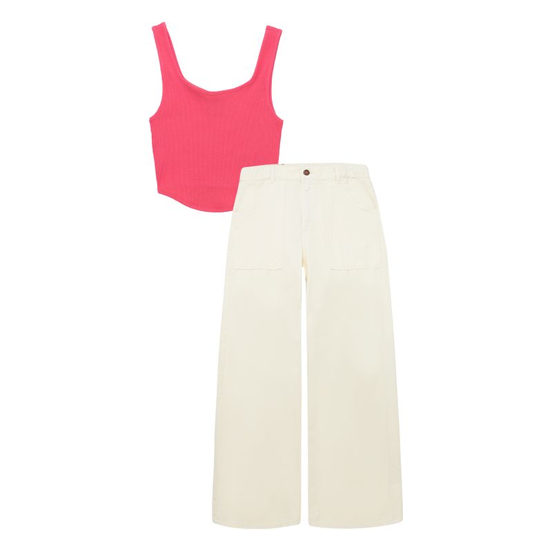 Conjunto-camiseta-manga-sisa---pantalon-para-niña-Ropa-nina-Fucsia