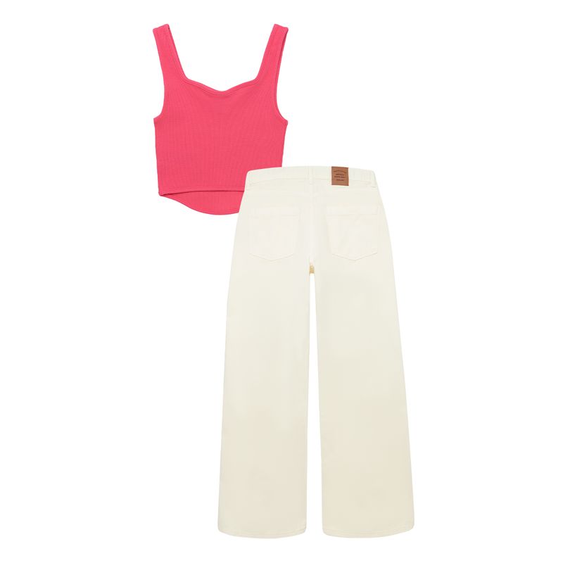 Conjunto-camiseta-manga-sisa---pantalon-para-niña-Ropa-nina-Fucsia