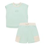Conjunto-camiseta-manga-sisa---short-para-niña-Ropa-nina-Verde
