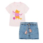 Conjunto-para-bebe-niña-de-camiseta-manga-corta---falda-