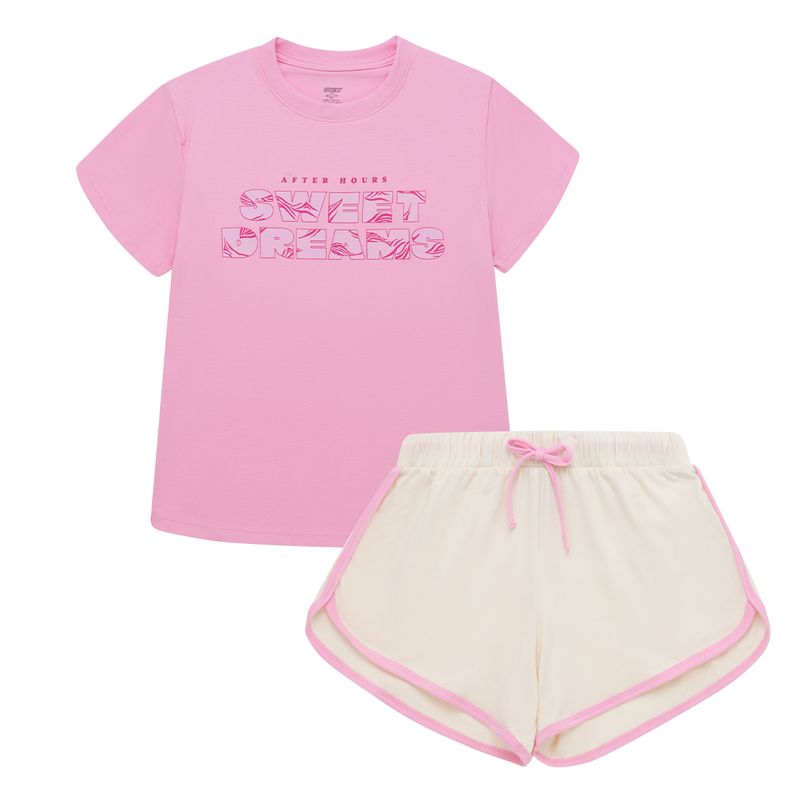 Pijama-para-niña-conjunto-de-camiseta-manga-corta---short-
