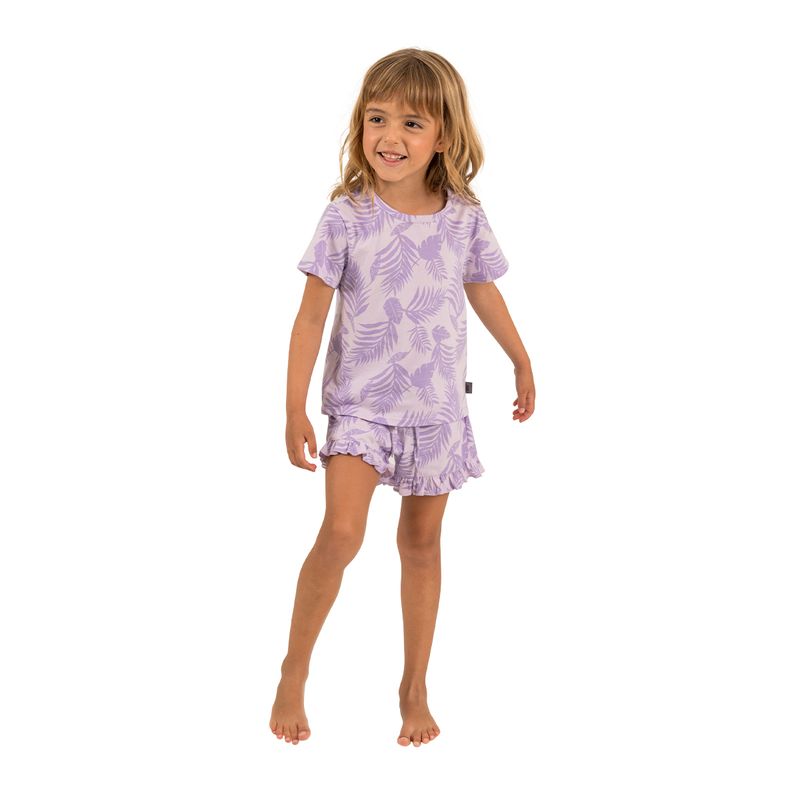 Pijama-para-bebe-niña-conjunto-de-camiseta-manga-corta---short-