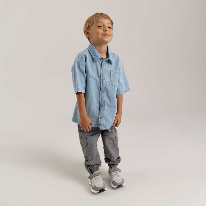 Camisa-manga-corta-para-bebe-niño-Indigo-Claro
