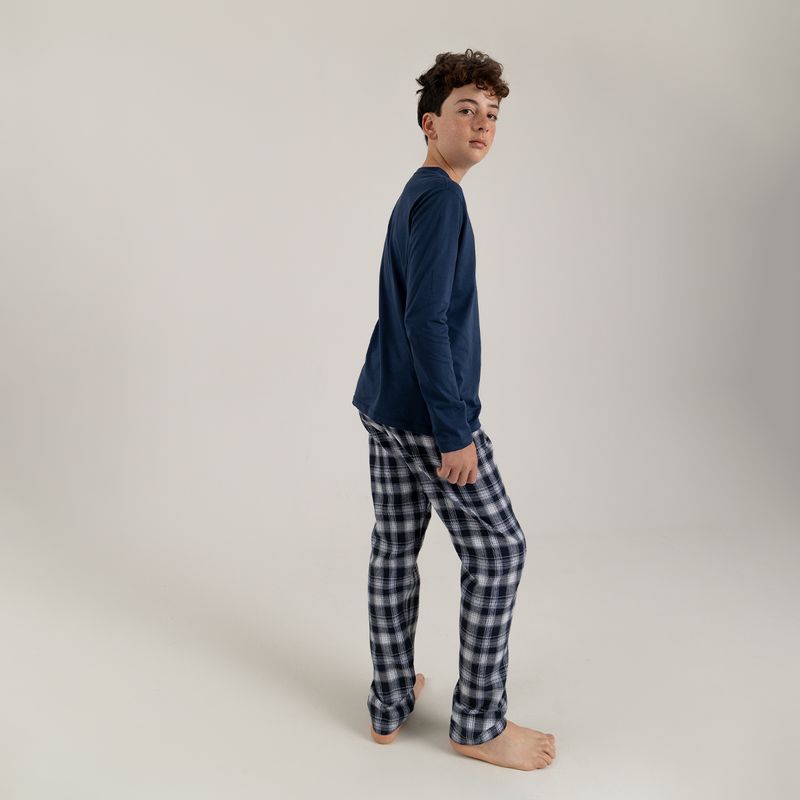 Pijama-para-bebe-niño-conjunto-de-camiseta-manga-larga---pantalon--Azul