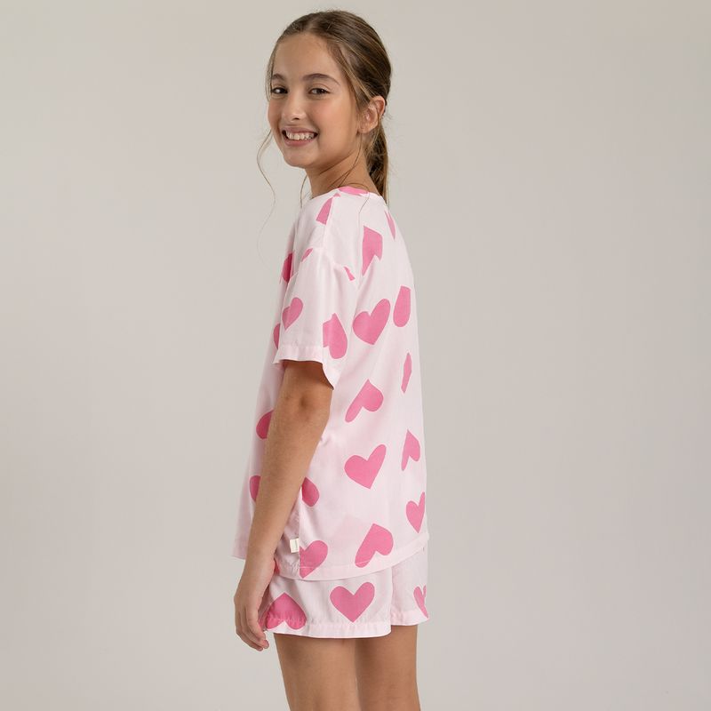 Pijama-para-bebe-niña-en-conjunto-de-camiseta-manga-corta---short--Rosado