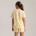 Pijama-para-bebe-niña-en-conjunto-de-camiseta-manga-corta---short--Amarillo
