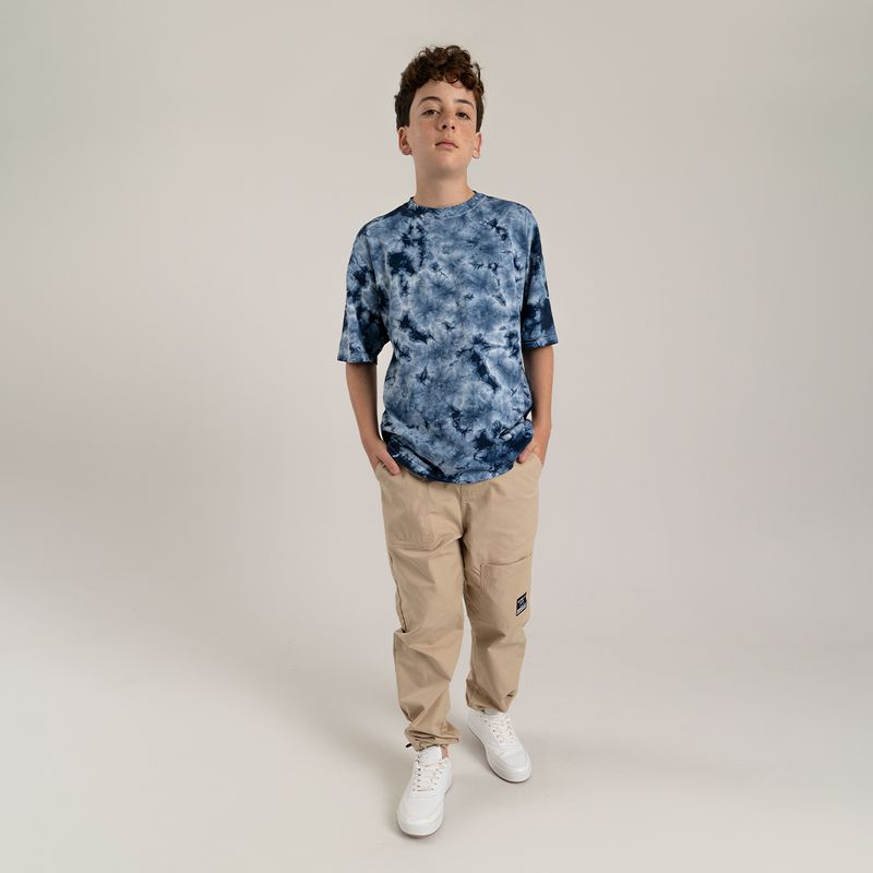 Camiseta-oversize-para-niño-manga-corta-Cafe