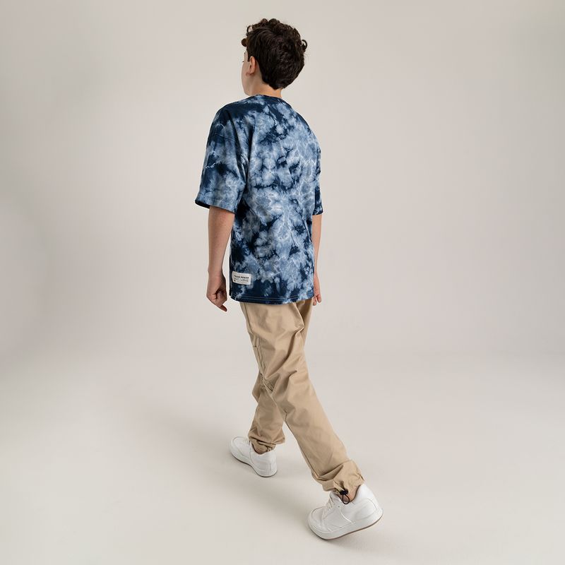 Camiseta-oversize-para-niño-manga-corta-Cafe