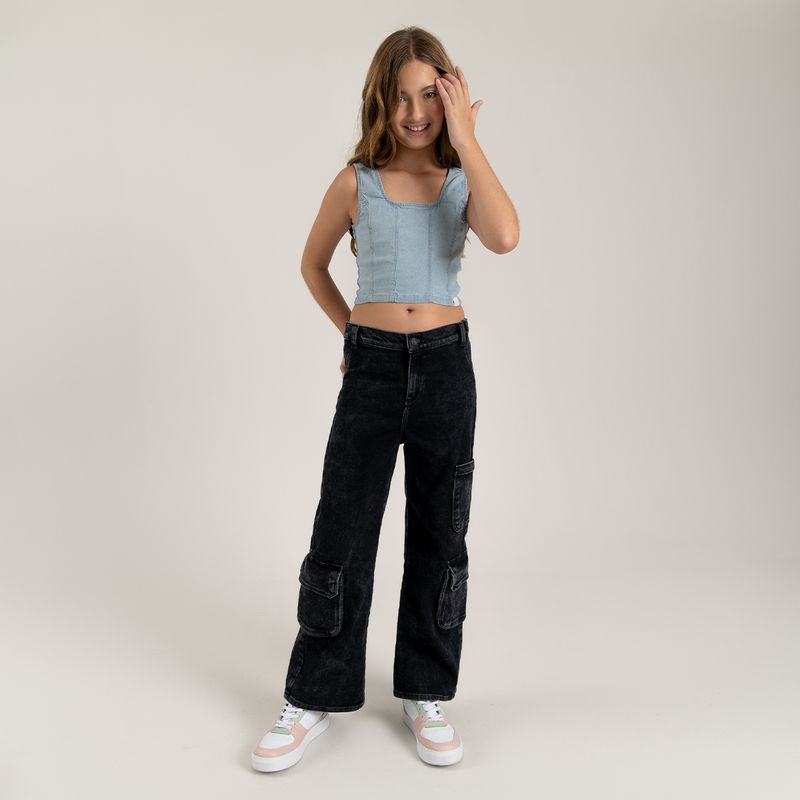 Camisa-crop-top-para-niña-manga-sisa-Indigo-Claro