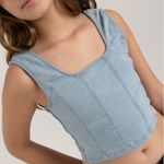 Camisa-crop-top-para-niña-manga-sisa-Indigo-Claro