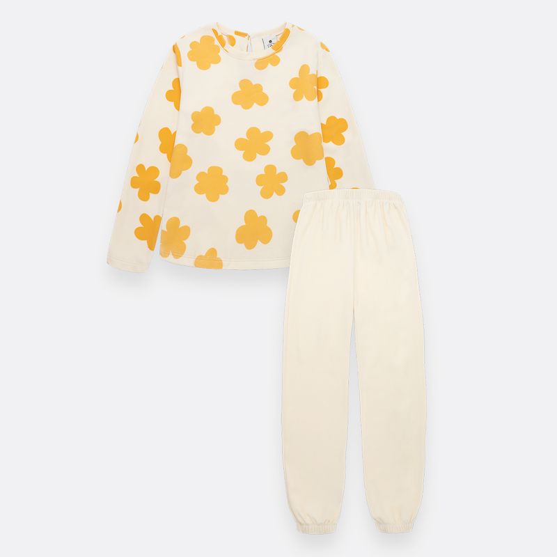Pijama-para-bebe-niña-en-conjunto-de-camiseta-manga-larga---sudadera--Amarillo