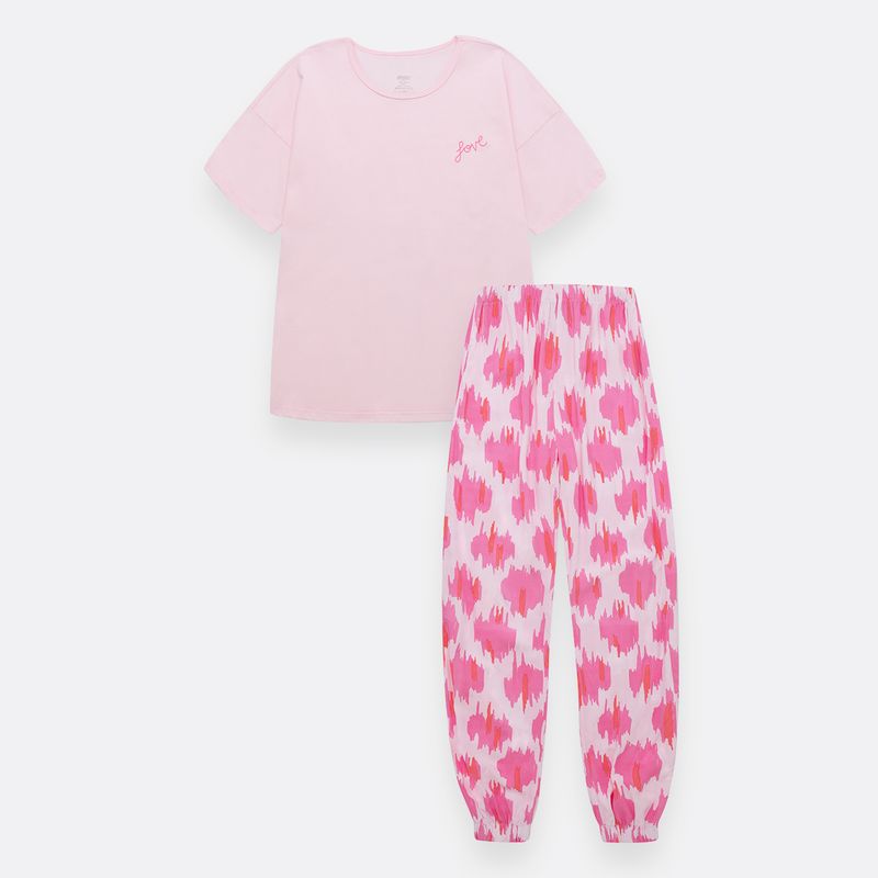 Pijama-para-bebe-niña-camiseta-manga-corta---sudadera--Rosado