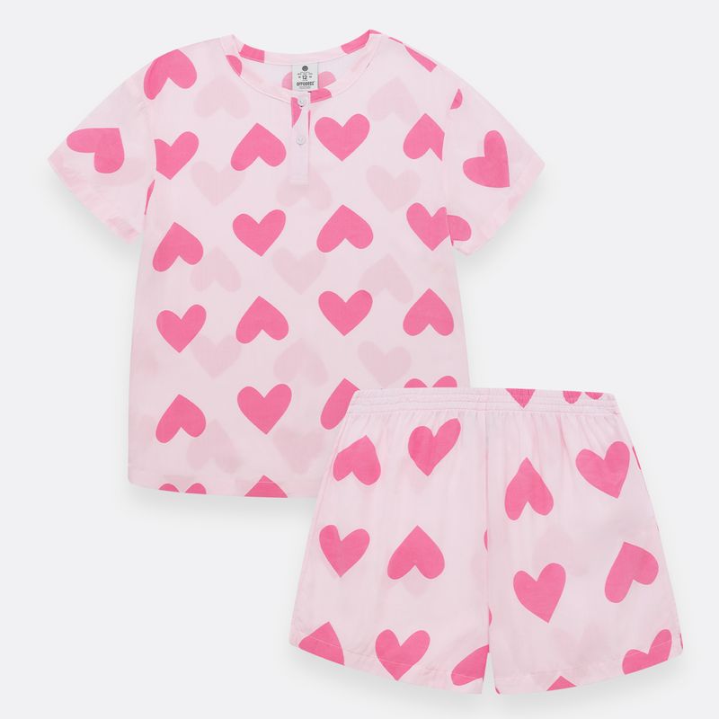 Pijama-para-bebe-niña-en-conjunto-de-camiseta-manga-corta---short--Rosado