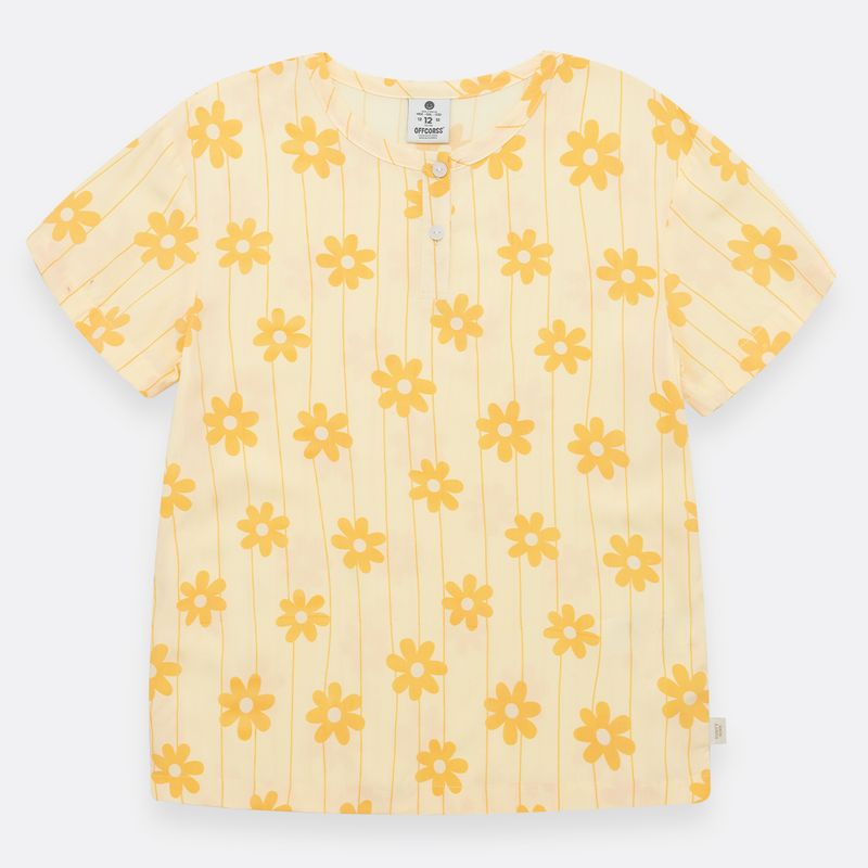 Pijama-para-bebe-niña-en-conjunto-de-camiseta-manga-corta---short--Amarillo