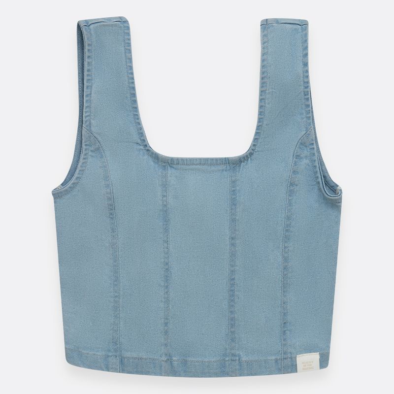 Camisa-crop-top-para-niña-manga-sisa-Indigo-Claro