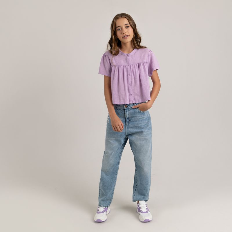 Camisa-para-niña-manga-corta-con-botones