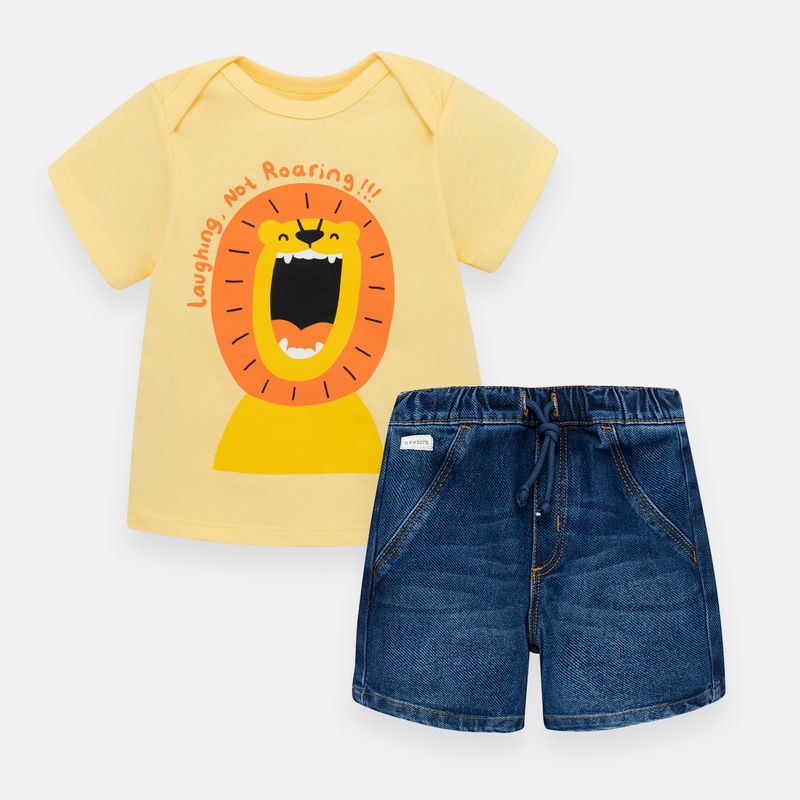 Conjunto-para-recien-nacido-niño-de-camiseta---bermuda-en-denim