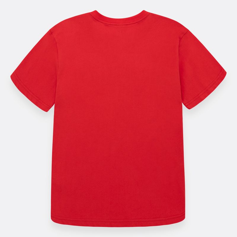 Camiseta-roja-para-niño-manga-corta-con-estampado-navideño