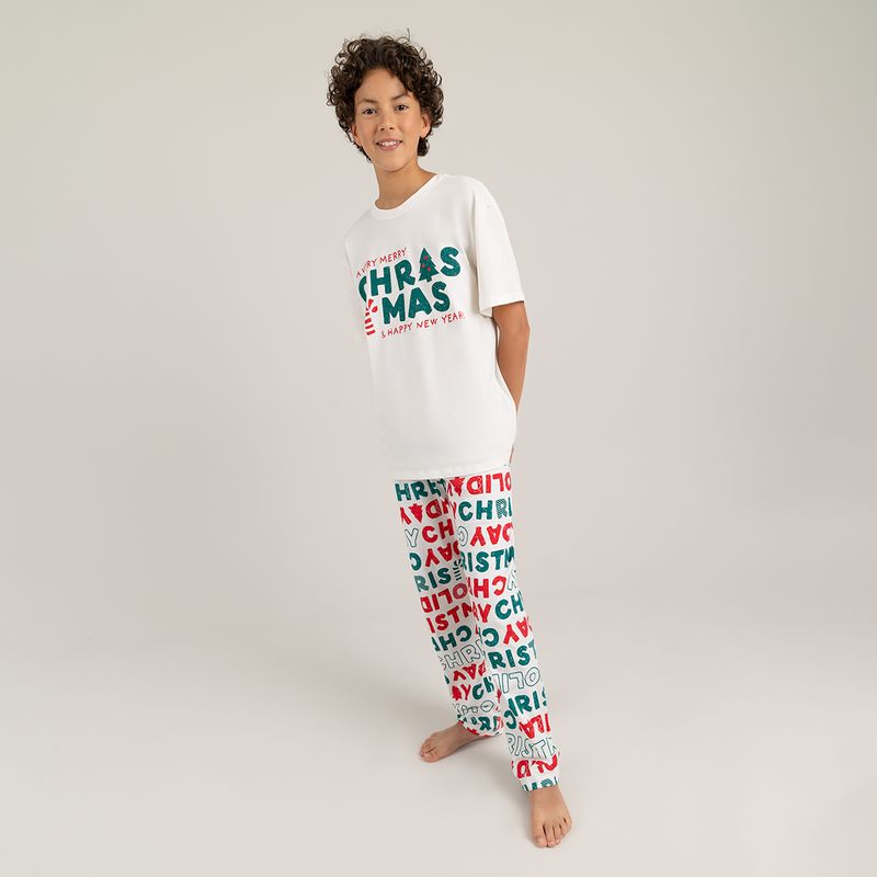 Pijama-navideña-para-niño-camiseta-manga-corta---sudadera