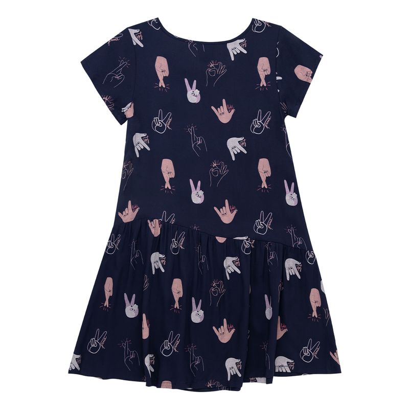 Vestido-manga-corta-para-niñas-Ropa-nina-Azul