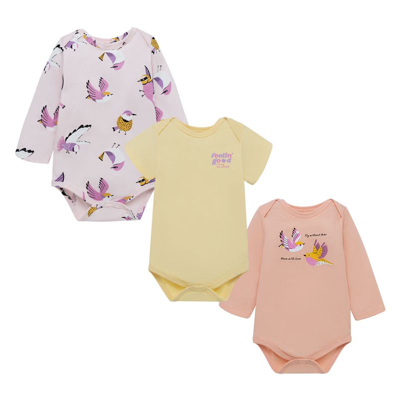 Set-x3-body-para-recien-nacida-niña-Ropa-recien-nacido-nina-Naranja