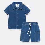 Conjunto-para-recien-nacido-de-camisa---bermuda-Indigo-Oscuro