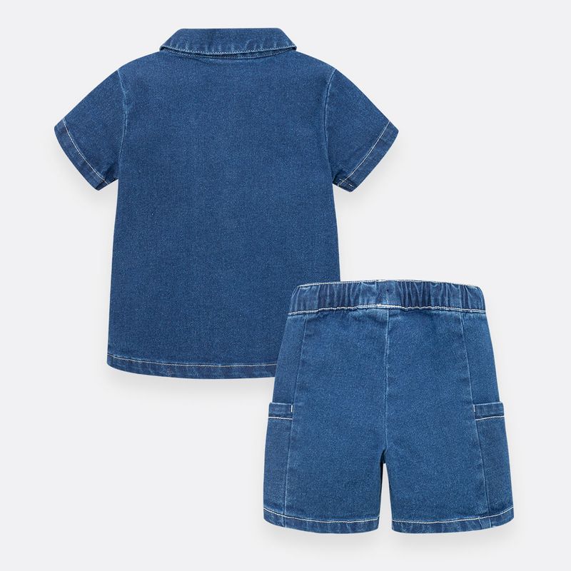 Conjunto-para-recien-nacido-de-camisa---bermuda-Indigo-Oscuro