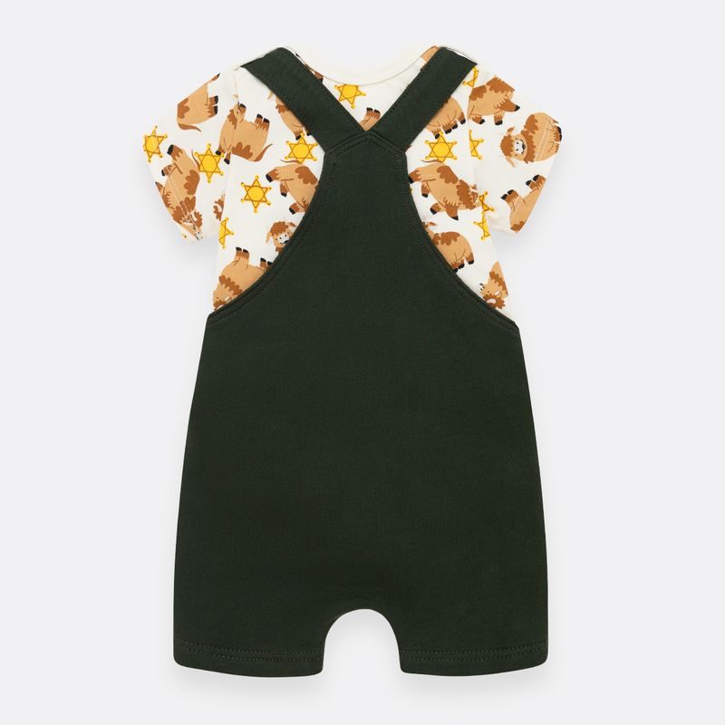 Conjunto-para-bebe-nino-de-body-con-overoll-corto-Verde
