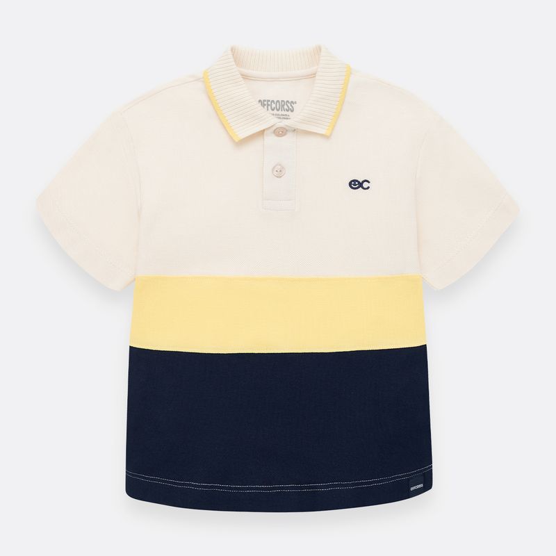 Camiseta-tipo-polo-para-nino-con-bloques-de-color-Amarillo