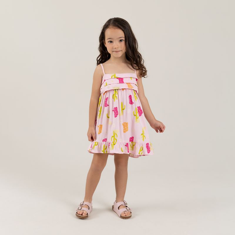 Vestido-para-nina-manga-sisa-con-bolores-en-ruedo-Rosado