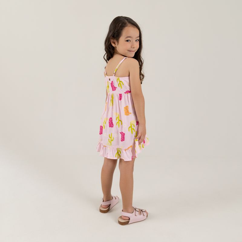 Vestido-para-nina-manga-sisa-con-bolores-en-ruedo-Rosado