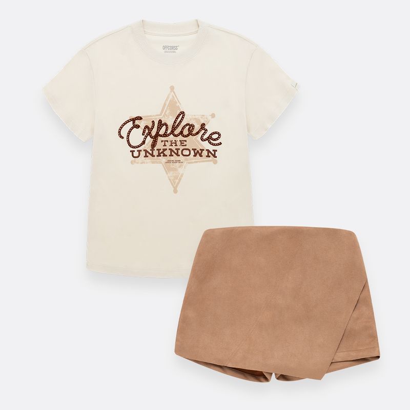 Conjunto-para-nina-de-camiseta-y-falda-short-Beige