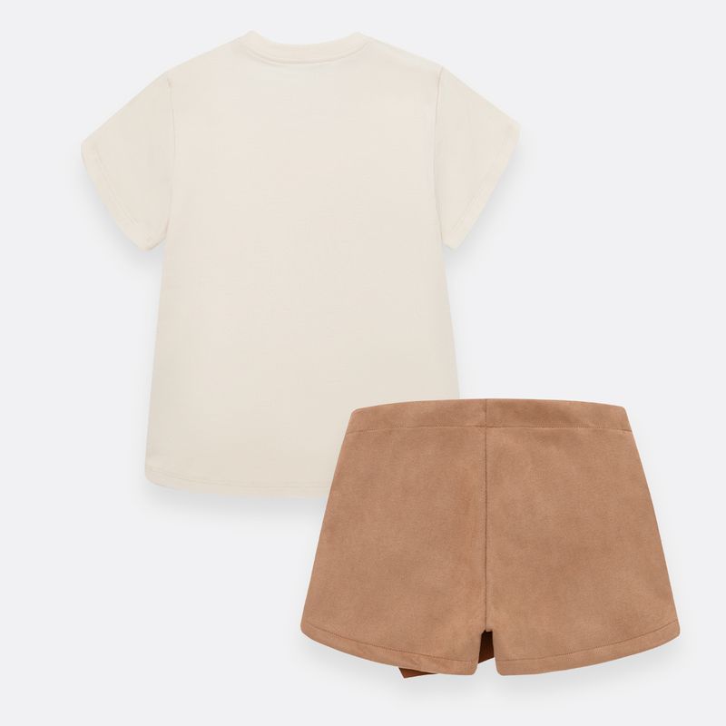 Conjunto-para-nina-de-camiseta-y-falda-short-Beige
