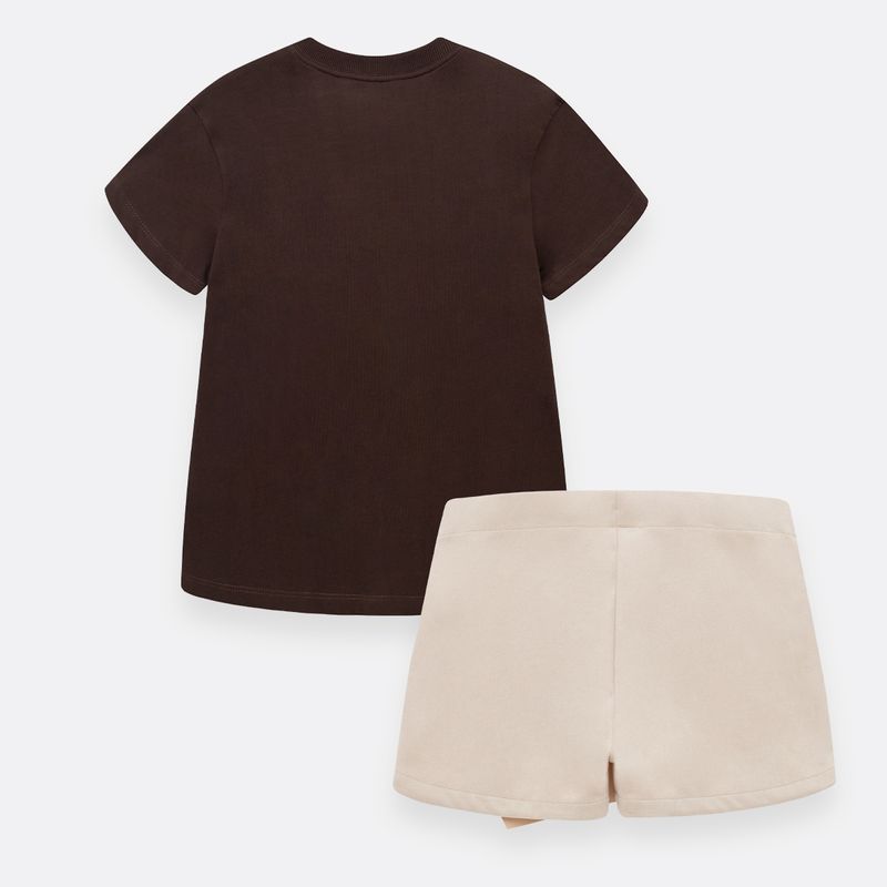 Conjunto-para-nina-de-camiseta-y-falda-short-Cafe