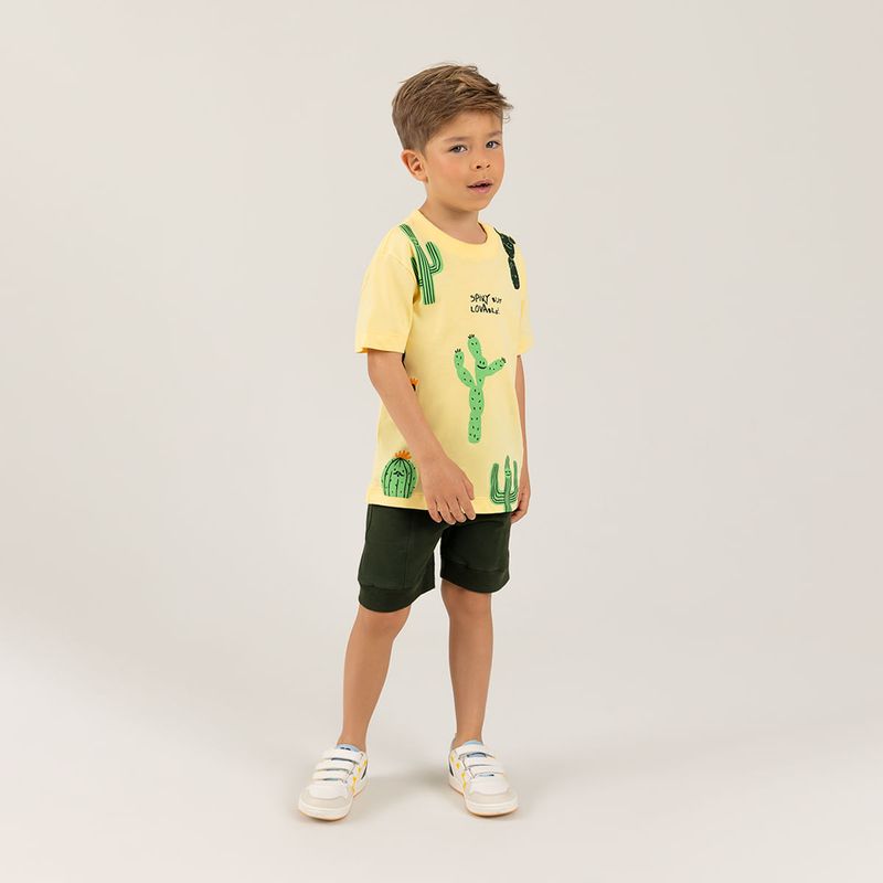 Conjunto-para-nino-de-camiseta-y-bermuda-Amarillo
