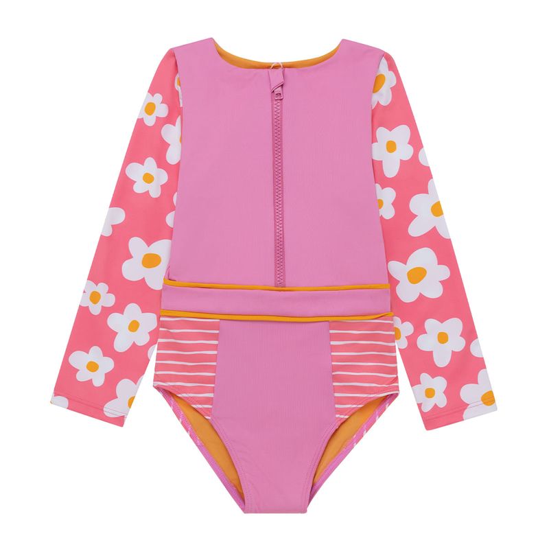Vestido-de-baño-entero-manga-larga-para-bebe-niña-Ropa-bebe-nina-Rosado