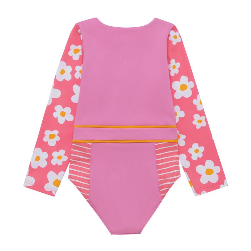Vestido-de-baño-entero-manga-larga-para-bebe-niña-Ropa-bebe-nina-Rosado