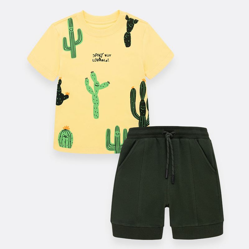 Conjunto-para-nino-de-camiseta-y-bermuda-Amarillo