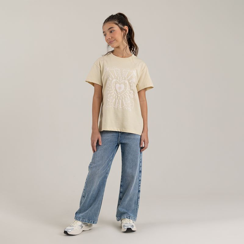 Camiseta-para-nina-manga-corta-con-corte-en-la-espalda-Beige