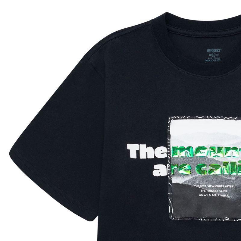 Camiseta-manga-corta-con-grafico-en-el-frente-que-se-rasga-para-niño-Ropa-nino-Negro