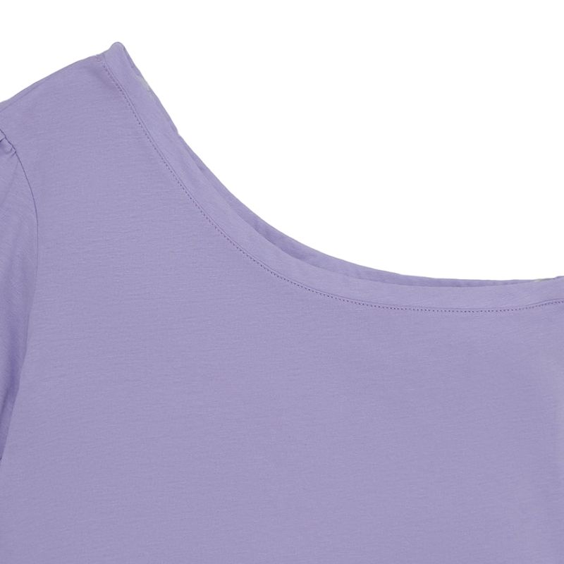 Camiseta-de-un-solo-hombro-para-niña-Ropa-nina-Morado