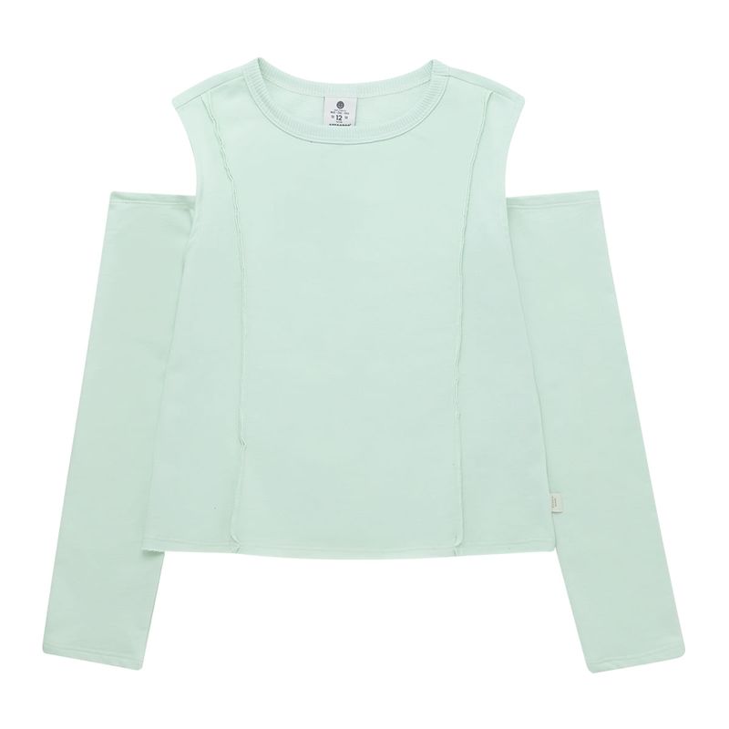 Camiseta-manga-larga-con-abertura-en-hombros-para-niña-Ropa-nina-Verde