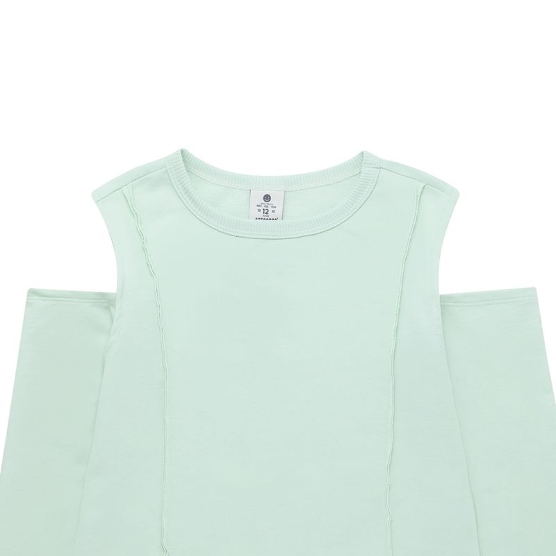 Camiseta-manga-larga-con-abertura-en-hombros-para-niña-Ropa-nina-Verde