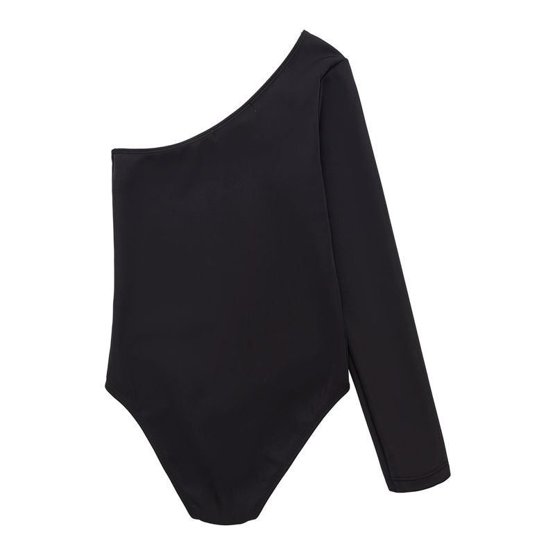 Body-de-un-solo-hombro-para-niña-Ropa-nina-Gris