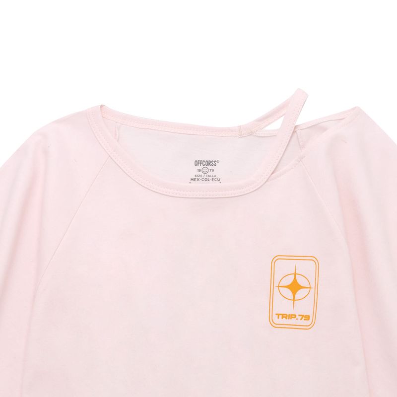 Crop-top-manga-corta-con-abertura-en-el-cuello-para-niña-Ropa-nina-Rosado